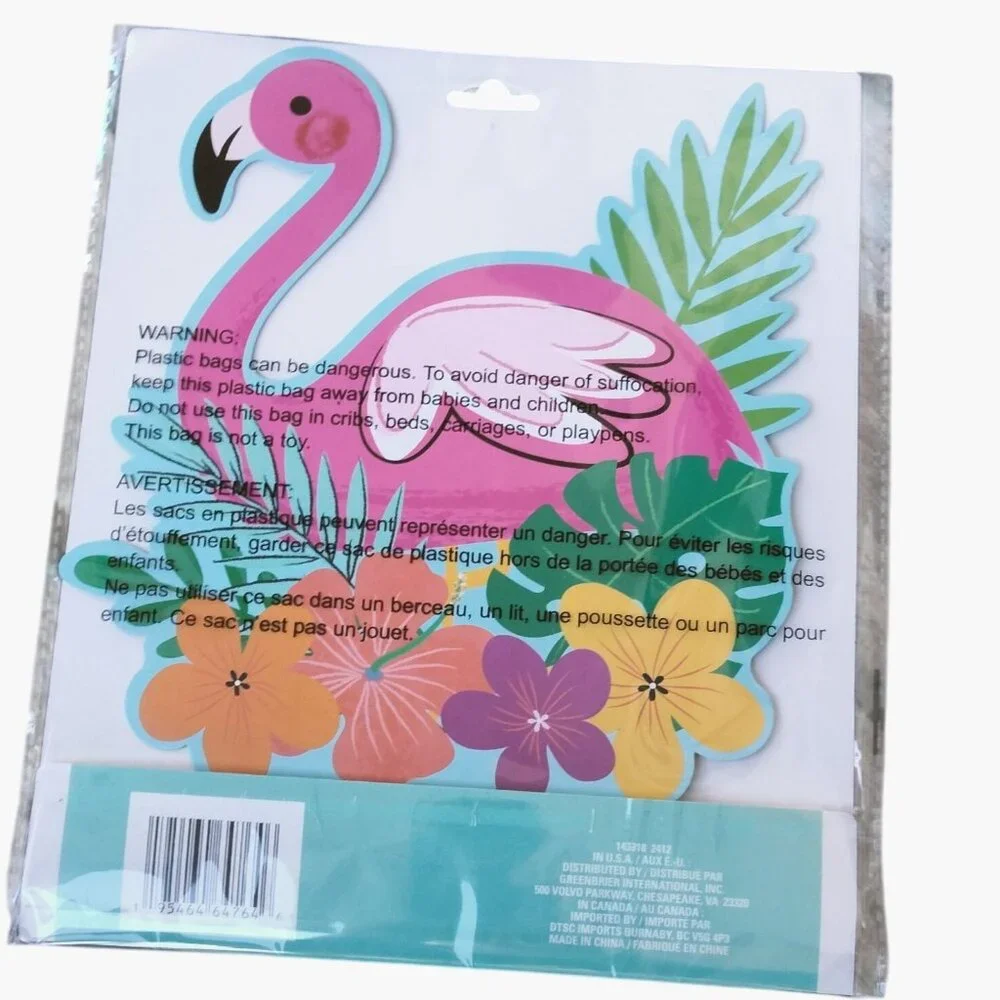 Pink Flamingo Centerpiece Tropical Flowers Palm Leaves 11 In Summer Pool Party